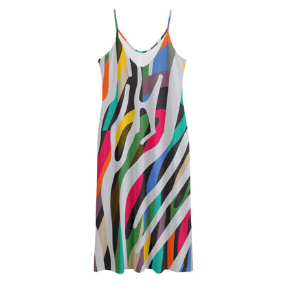 Colorful Zebra Pattern Print Jersey Midi Cami Dress