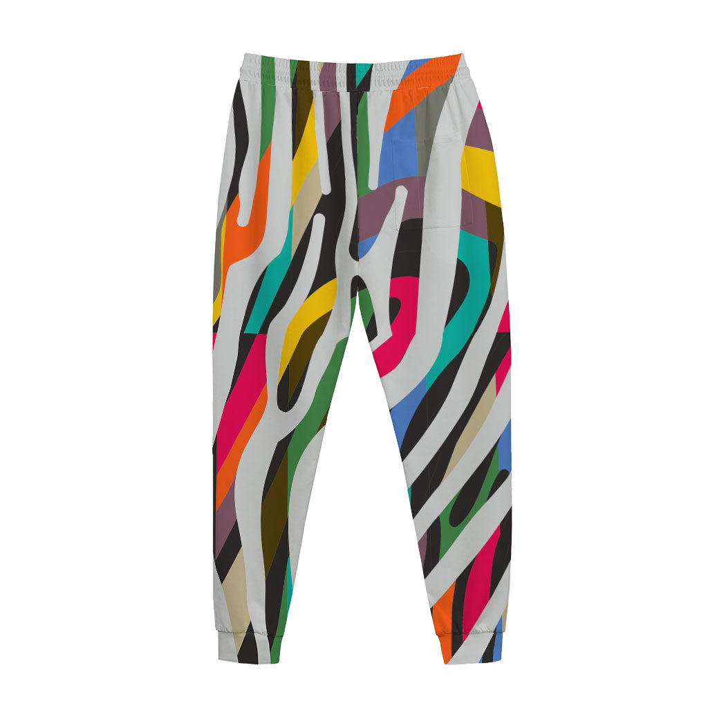 Colorful Zebra Pattern Print Jogger Pants