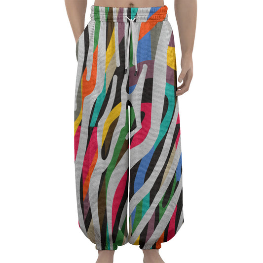 Colorful Zebra Pattern Print Lantern Pants