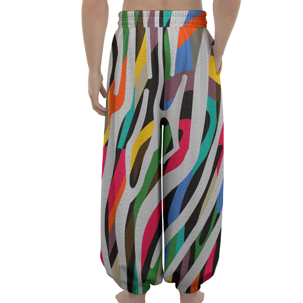 Colorful Zebra Pattern Print Lantern Pants