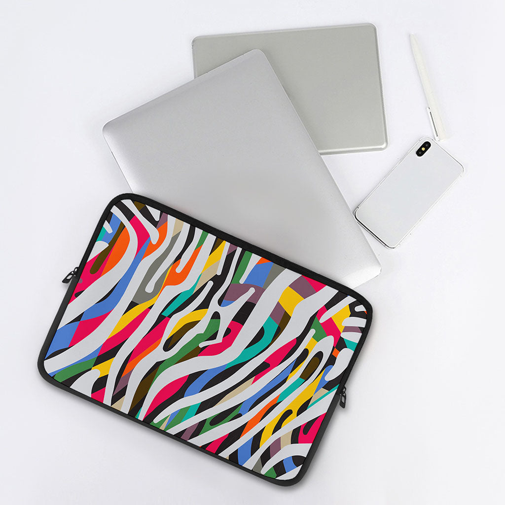 Colorful Zebra Pattern Print Laptop Sleeve
