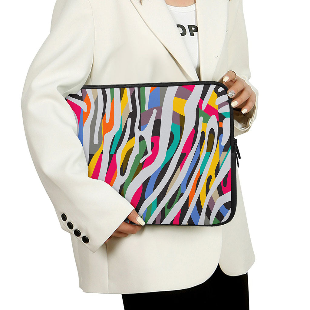 Colorful Zebra Pattern Print Laptop Sleeve