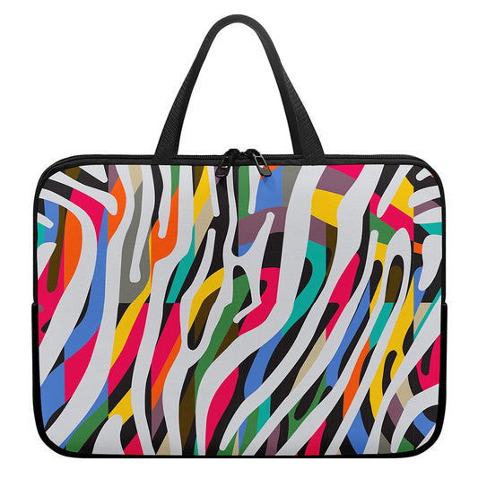 Colorful Zebra Pattern Print Laptop Sleeve With Handle