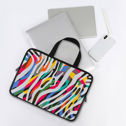 Colorful Zebra Pattern Print Laptop Sleeve With Handle