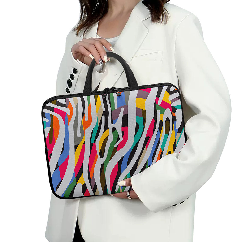 Colorful Zebra Pattern Print Laptop Sleeve With Handle