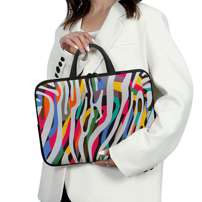 Colorful Zebra Pattern Print Laptop Sleeve With Handle