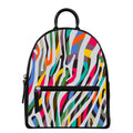 Colorful Zebra Pattern Print Leather Backpack