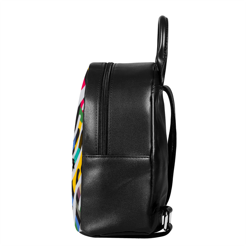 Colorful Zebra Pattern Print Leather Backpack