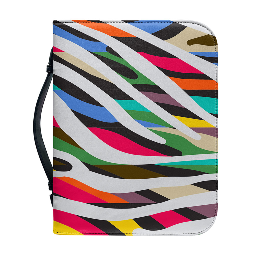 Colorful Zebra Pattern Print Leather Bible Cover
