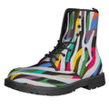Colorful Zebra Pattern Print Lace-Up Boots