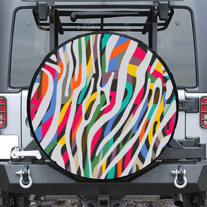 Colorful Zebra Pattern Print Leather Spare Tire Cover