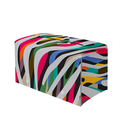 Colorful Zebra Pattern Print Leather Tissue Box Cover