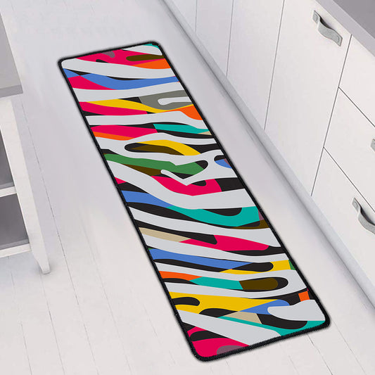 Colorful Zebra Pattern Print Long Kitchen Mat