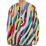 Colorful Zebra Pattern Print Long Sleeve Baseball Jersey