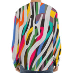 Colorful Zebra Pattern Print Long Sleeve Baseball Jersey