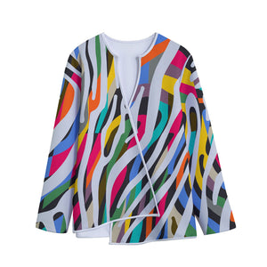 Colorful Zebra Pattern Print Long Sleeve Short Coat