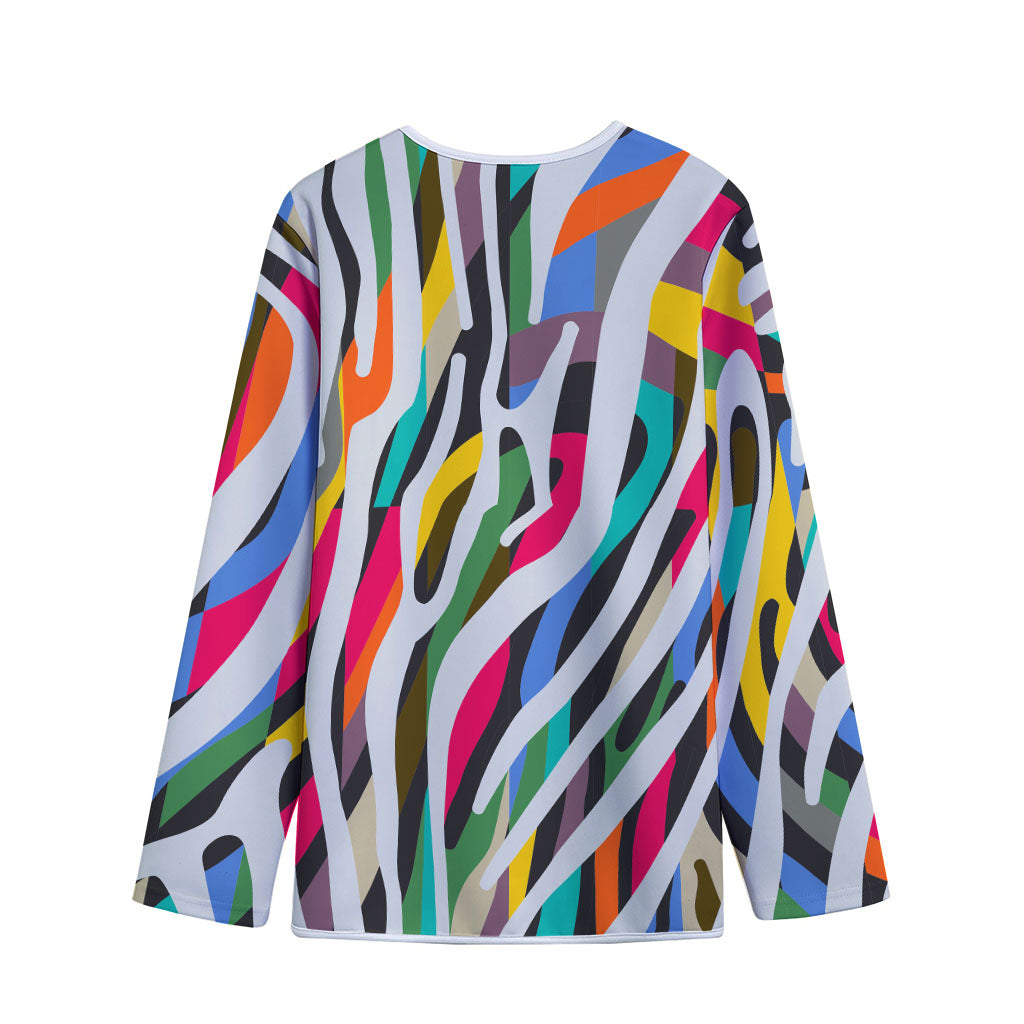 Colorful Zebra Pattern Print Long Sleeve Short Coat