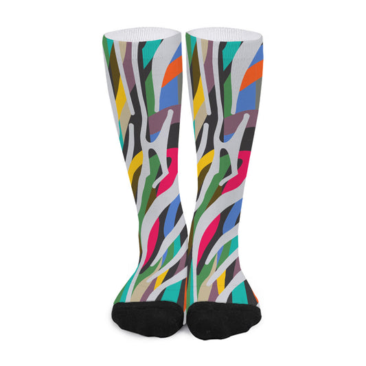 Colorful Zebra Pattern Print Long Socks