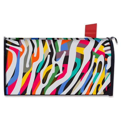 Colorful Zebra Pattern Print Mailbox Cover