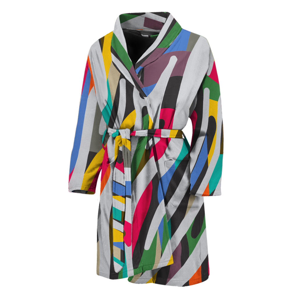 Colorful Zebra Pattern Print Men's Bathrobe