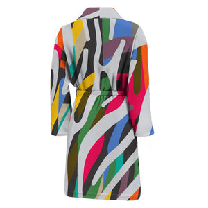 Colorful Zebra Pattern Print Men's Bathrobe