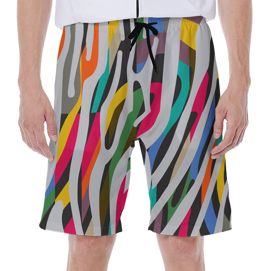 Colorful Zebra Pattern Print Men's Beach Shorts