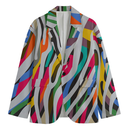 Colorful Zebra Pattern Print Men's Blazer