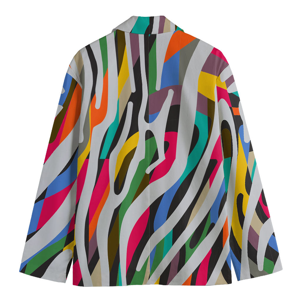 Colorful Zebra Pattern Print Men's Blazer