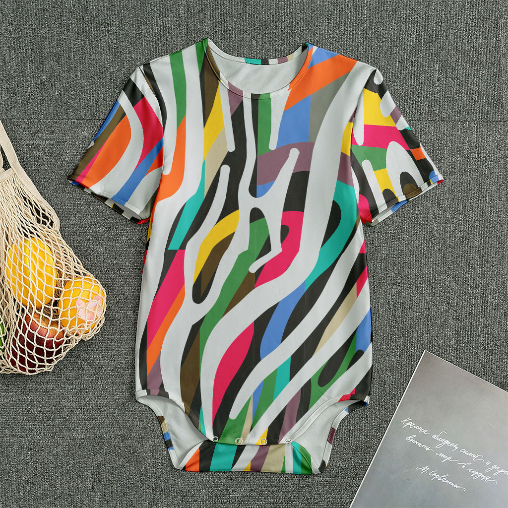 Colorful Zebra Pattern Print Men's Bodysuit