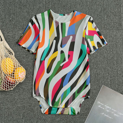 Colorful Zebra Pattern Print Men's Bodysuit