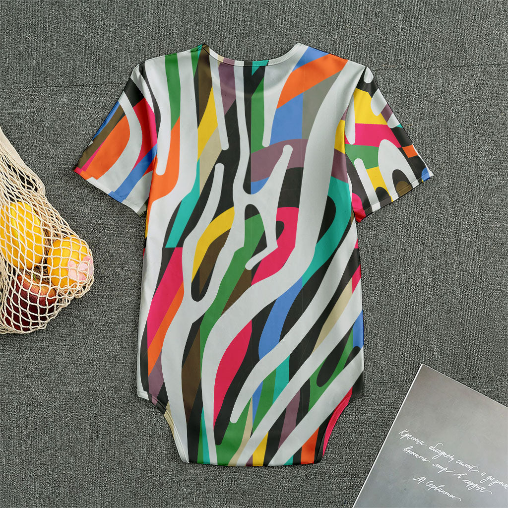 Colorful Zebra Pattern Print Men's Bodysuit