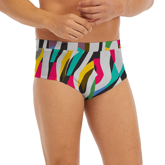 Colorful Zebra Pattern Print Men's Briefs