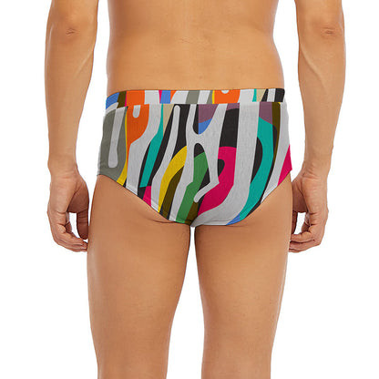 Colorful Zebra Pattern Print Men's Briefs