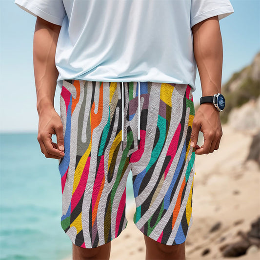 Colorful Zebra Pattern Print Men's Cargo Shorts