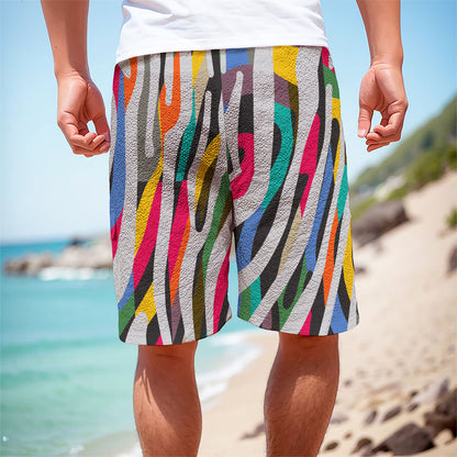 Colorful Zebra Pattern Print Men's Cargo Shorts