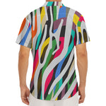 Colorful Zebra Pattern Print Men's Deep V-Neck Shirt