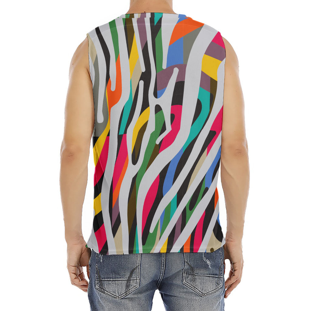 Colorful Zebra Pattern Print Men's Fitness Tank Top
