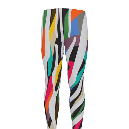 Colorful Zebra Pattern Print Men's leggings