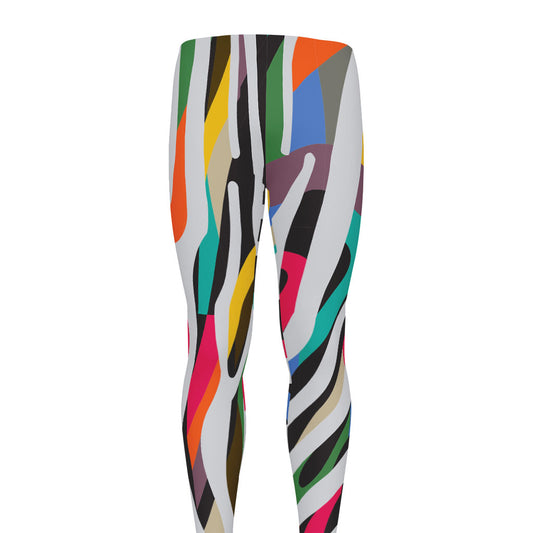 Colorful Zebra Pattern Print Men's leggings