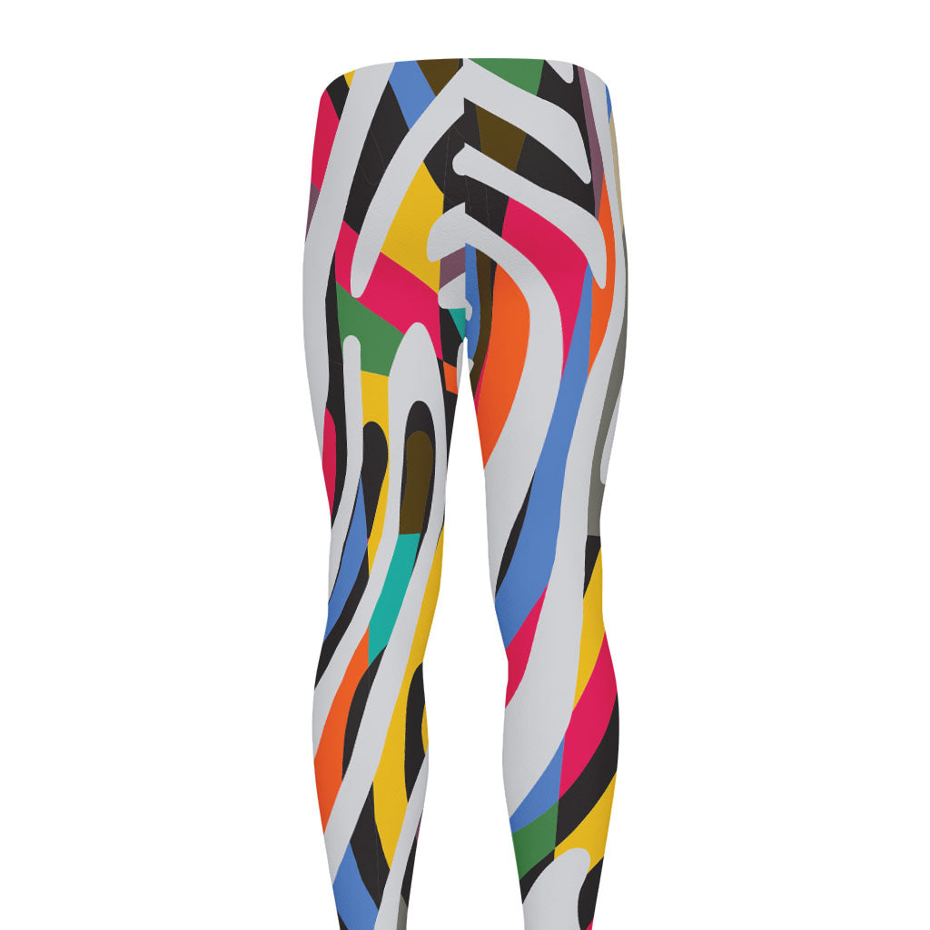 Colorful Zebra Pattern Print Men's leggings