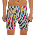 Colorful Zebra Pattern Print Men's Long Boxer Briefs