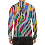 Colorful Zebra Pattern Print Men's Long Sleeve Rash Guard