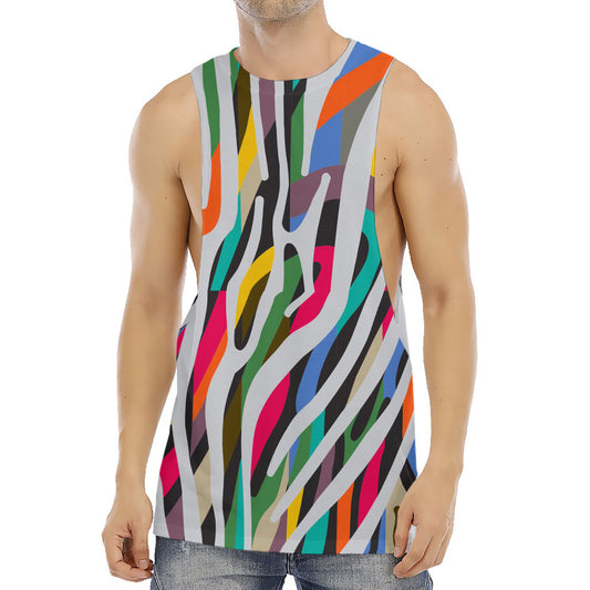 Colorful Zebra Pattern Print Men's Muscle Tank Top