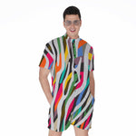 Colorful Zebra Pattern Print Men's Rompers