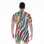 Colorful Zebra Pattern Print Men's Rompers