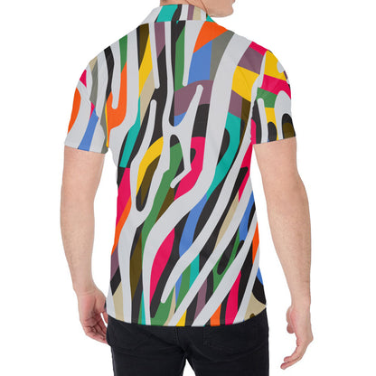 Colorful Zebra Pattern Print Men's Shirt