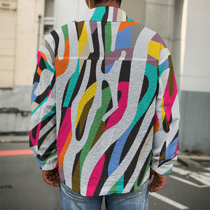 Colorful Zebra Pattern Print Men's Shirt Jacket