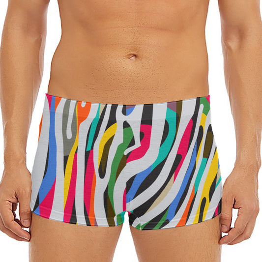 Colorful Zebra Pattern Print Men's Short Boxer Briefs