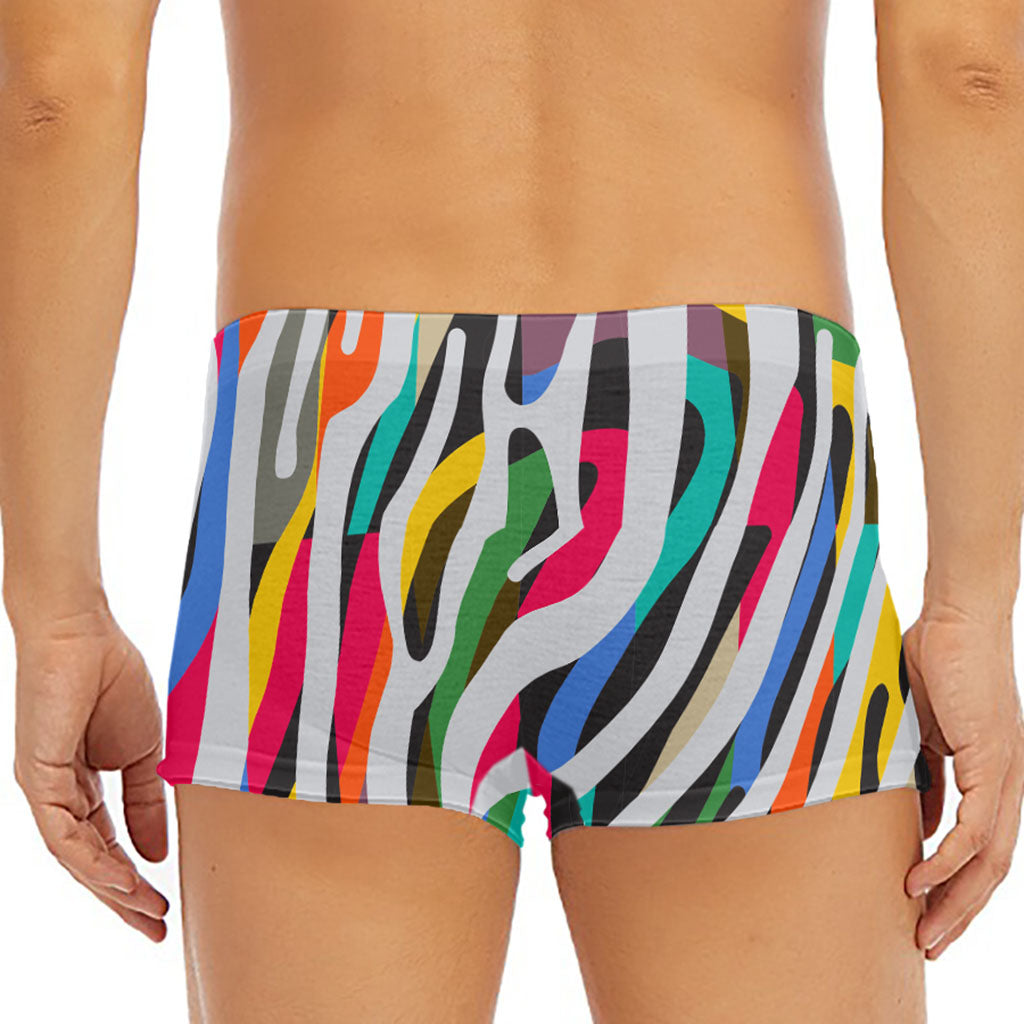 Colorful Zebra Pattern Print Men's Short Boxer Briefs