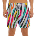 Colorful Zebra Pattern Print Men's Split Running Shorts